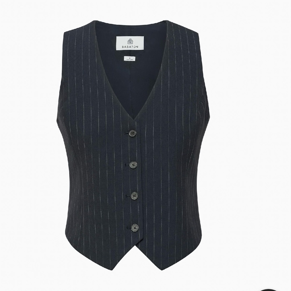 Aritzia babaton deniro vest in dark navy with stripes